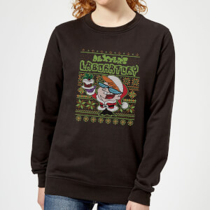 Dexter's Lab Pattern Women's Christmas Sweatshirt - Black