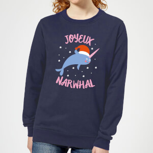 Joyeux Narwhal Women's Christmas Sweatshirt - Navy