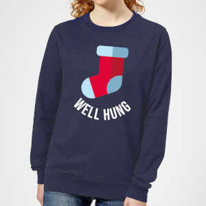 Well Hung Women's Christmas Sweatshirt - Navy