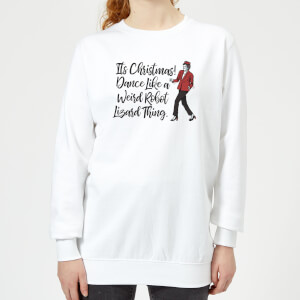 Its Christmas, Dance Like A Weird Robot Women's Christmas Sweatshirt - White