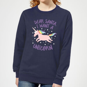 Dear Santa, I Want A Unicorn Women's Christmas Sweatshirt - Navy