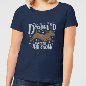 Dachshund Through The Snow Women's Christmas T-Shirt - Navy