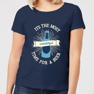 It's The Most Wonderful Time for A Beer Women's Christmas T-Shirt - Navy