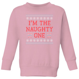 I'm The Naughty One Kids' Christmas Sweatshirt - Baby Pink
