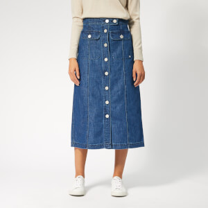 Maison Kitsuné Women's Denim Bianca Midi Skirt - Bleach