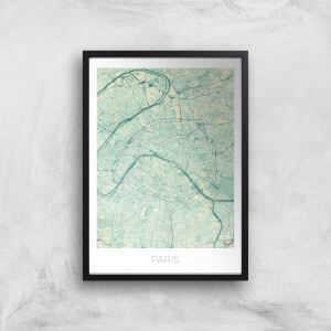 City Art Coloured Paris Map Art Print