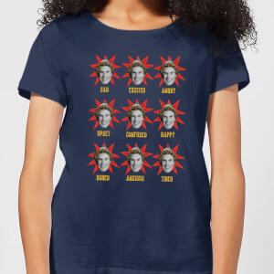 Elf Faces Women's Christmas T-Shirt - Navy