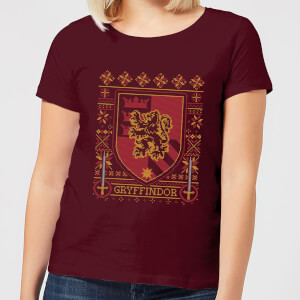 Harry Potter Gryffindor Crest Women's Christmas T-Shirt - Burgundy
