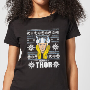 Marvel Thor Face Women's Christmas T-Shirt - Black