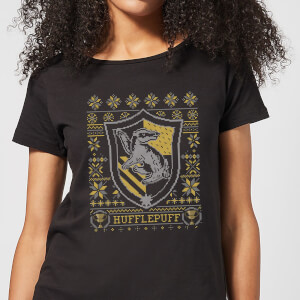 Harry Potter Hufflepuff Crest Women's Christmas T-Shirt - Black