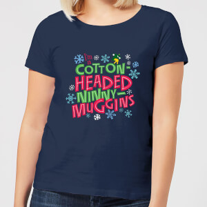 Elf Cotton-Headed Ninny-Muggins Women's Christmas T-Shirt - Navy
