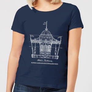 Mary Poppins Carousel Sketch Women's Christmas T-Shirt - Navy
