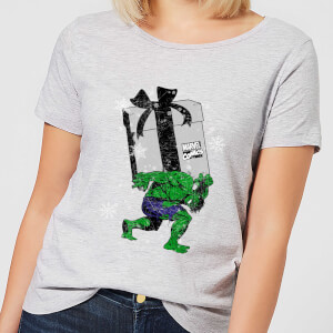Marvel The Incredible Hulk Christmas Present Women's Christmas T-Shirt - Grey