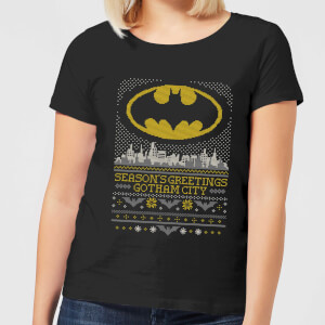 DC Seasons Greetings From Gotham Women's Christmas T-Shirt - Black