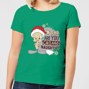 Looney Tunes Who Are You Calling Naughty Damen Christmas T-Shirt - Grün