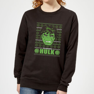 Marvel Hulk Face Women's Christmas Sweatshirt - Black