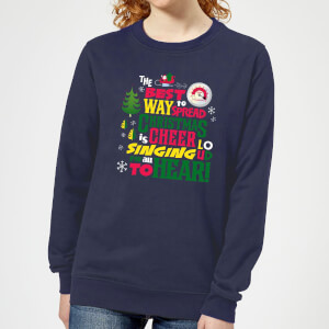Elf Christmas Cheer Women's Christmas Sweatshirt - Navy