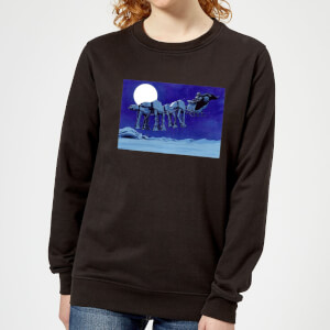 Star Wars AT-AT Darth Vader Sleigh Women's Christmas Sweatshirt - Black