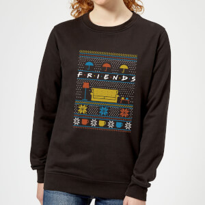 Friends Sofa Knit Women's Christmas Sweatshirt - Black