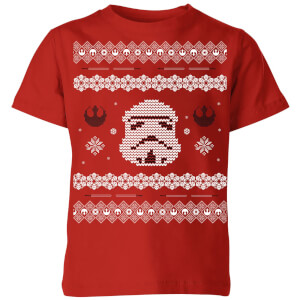 Star Wars Stormtrooper Knit Kids' Christmas T-Shirt - Red