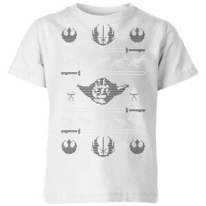 Star Wars Yoda Sabre Knit Kids' Christmas T-Shirt - White