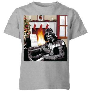 Star Wars Darth Vader Piano Player Kids' Christmas T-Shirt - Grey
