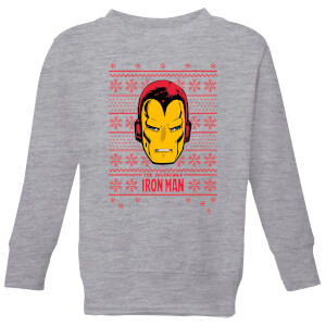 Marvel Iron Man Face Kids' Christmas Sweatshirt - Grey