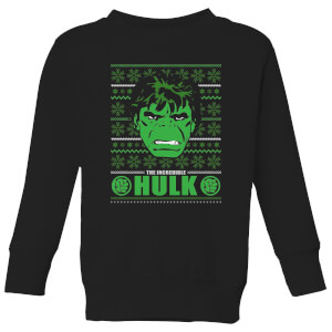 Marvel Hulk Face Kids' Christmas Sweatshirt - Black