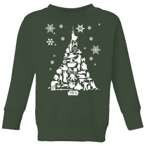 Star Wars Character Christmas Tree Kids' Christmas Sweatshirt - Forest Green
