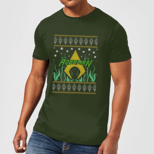 DC Aquaman Knit Men's Christmas T-Shirt - Forest Green