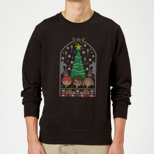 Harry Potter Hogwarts Tree Christmas Sweatshirt - Black