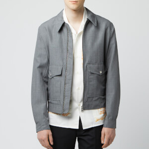 AMI Men's Patch Pocket Mohair Zip Jacket - Heather Grey