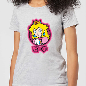 Nintendo Super Mario Peach Kanji Women's T-Shirt - Grey