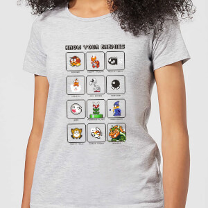 Nintendo Super Mario Know Your Enemies Women's T-Shirt - Grey