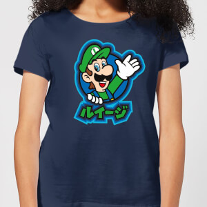 Nintendo Super Mario Luigi Kanji Women's T-Shirt - Navy