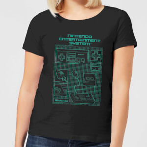 Nintendo NES Controller Blueprint Women's T-Shirt - Black