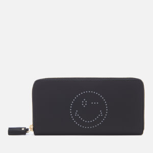 Anya Hindmarch Women's Wink Face Zip Around Wallet - Black