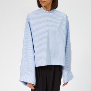 MM6 Maison Margiela Women's Stripe High Neck Blouse - Blue