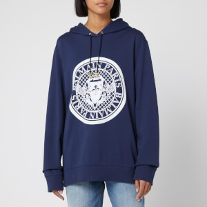Balmain Women's Flocked Coin Hoody - Blue