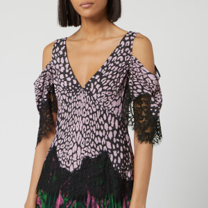 McQ Alexander McQueen Women's Lace Dropped Shoulder Top - Fuchsia