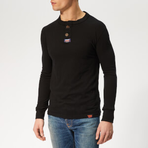 Superdry Men's Light Grandad Long Sleeve Top - Black