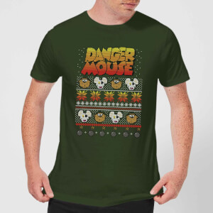 Danger Mouse Pattern Knit Men's T-Shirt - Forest Green
