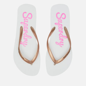 Superdry Women's Super Sleek Flip Flops - Optic White/Rose Gold