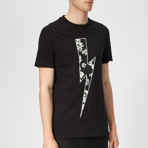 Neil Barrett Men's Floral Thunderbolt T-Shirt - Black/White/Sepia