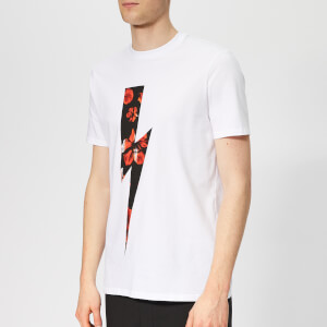 Neil Barrett Men's Floral Thunderbolt T-Shirt - White/Red