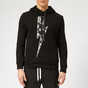 Neil Barrett Men's Floral Thunderbolt Hoodie - Black/Black/White