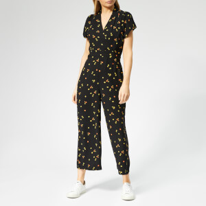 Whistles Women's Mirco Floral Print Tie Back Jumpsuit - Black/Multi
