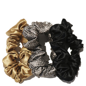 Slip Silk Large Scrunchies - Leopard/Gold/Black (Pack of 3)