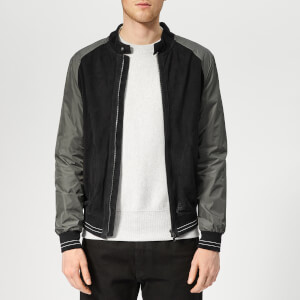 Herno Men's Suede Nylon Bomber - Navy/Grey