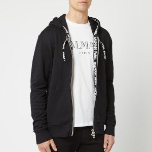 Balmain Men's Zipped Elastic Hoodie - Noir